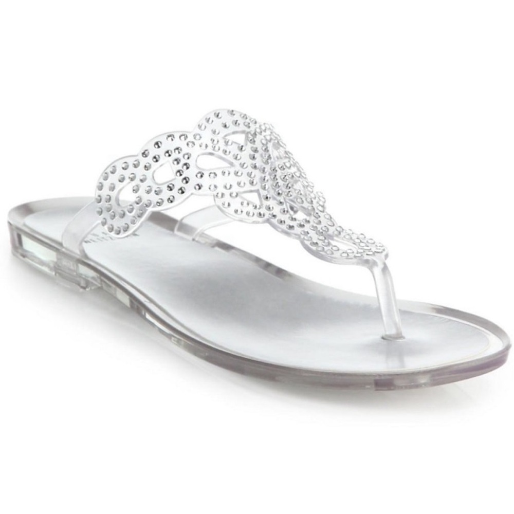 Stuart Weiztman Mermaid Rhinestone Jelly Thong Sandals
